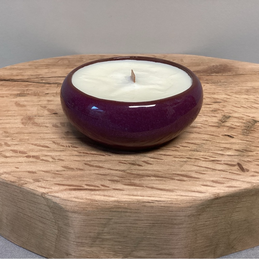 Ceramic / Pottery Crafted Piece - Repurposed - Wood Wick Candle - Nice - Picture 3 of 10